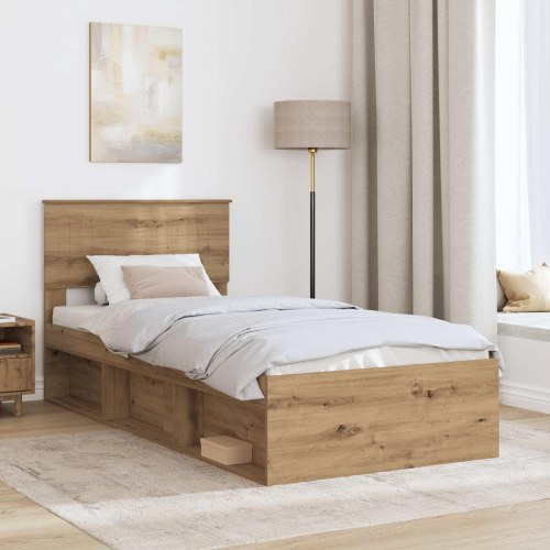 Sengestel i artisan-eg 90 x 200 cm med hovedgavl
