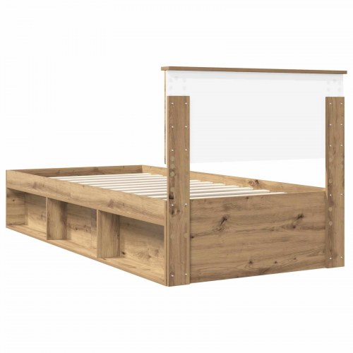 Sengestel i artisan-eg 90 x 200 cm med hovedgavl