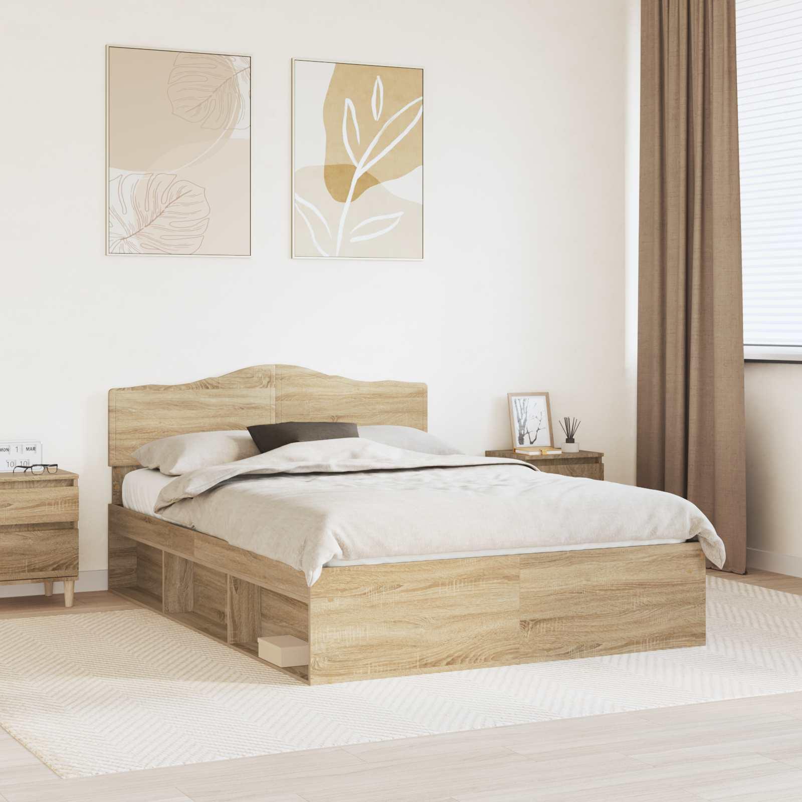 Sengestel med hovedgærde Sonoma eg 150 x 200 cm Massiv fyrretræ