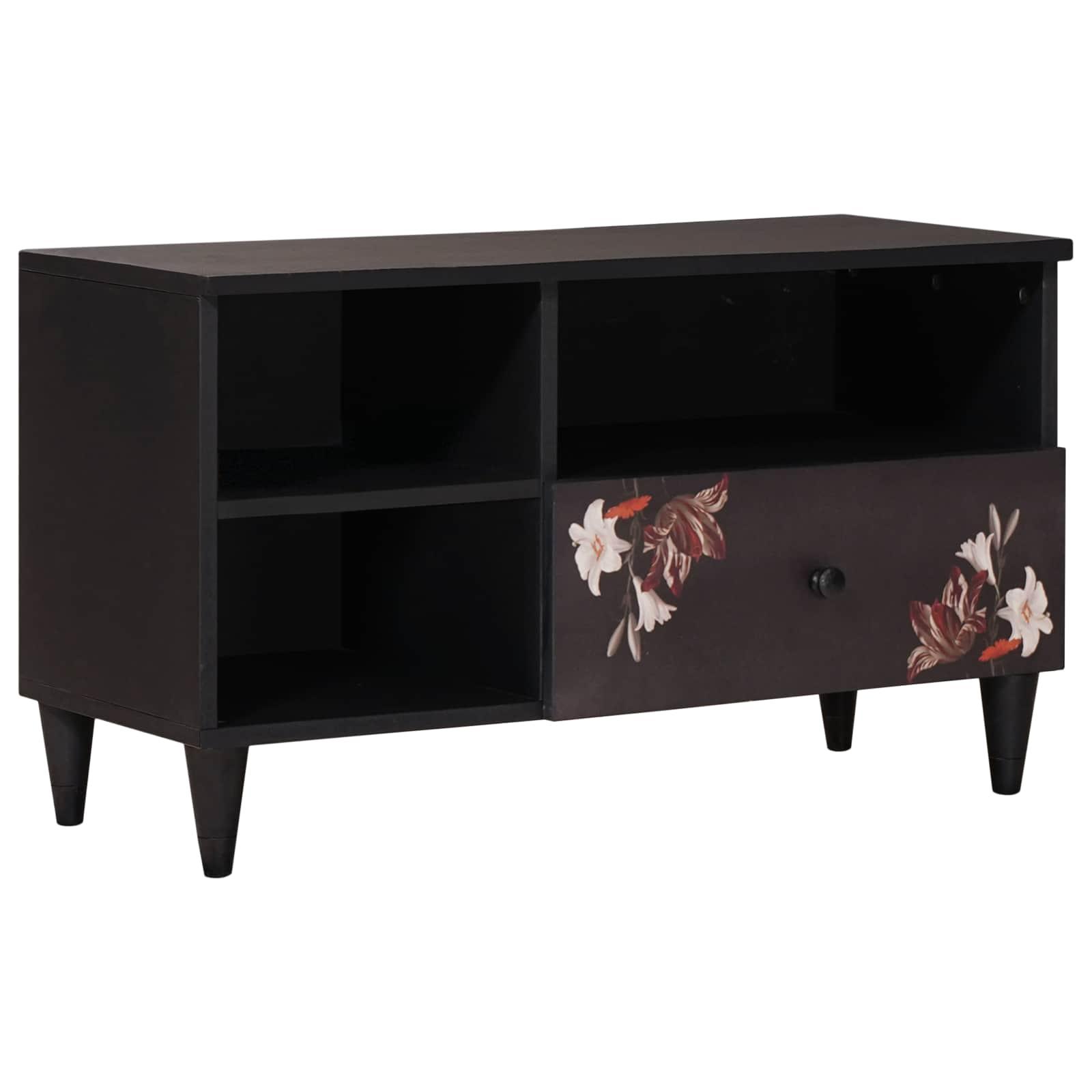 TV-bord i massivt mangotræ - flerfarvet, 80 × 33,5 × 46 cm