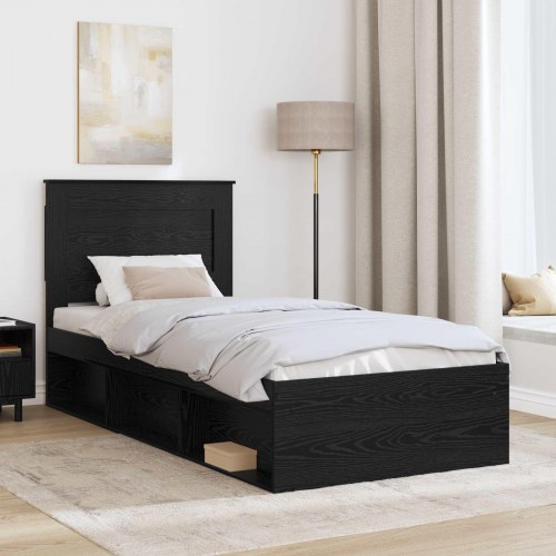 Sengestel i sort eg 75 x 190 cm med sengegavl