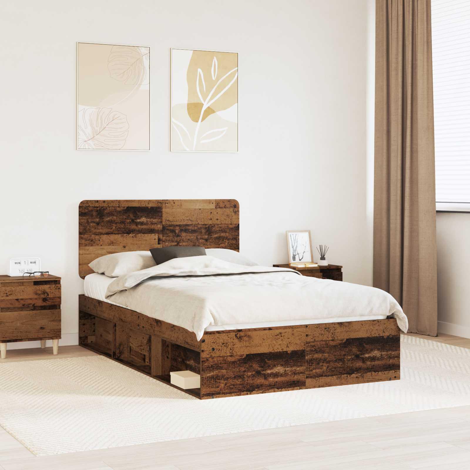 Sengestel Gammelt træ 135 x 190 cm Massiv fyrretræ