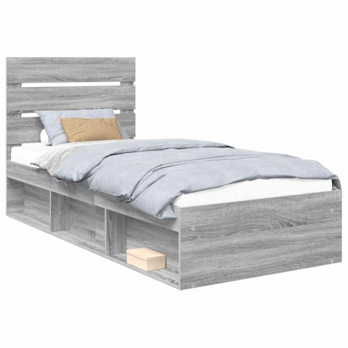 Sengestel med hovedgærde 75 x 190 cm - grå sonoma