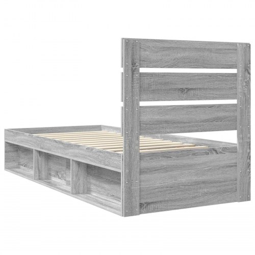 Sengestel med hovedgærde 75 x 190 cm - grå sonoma