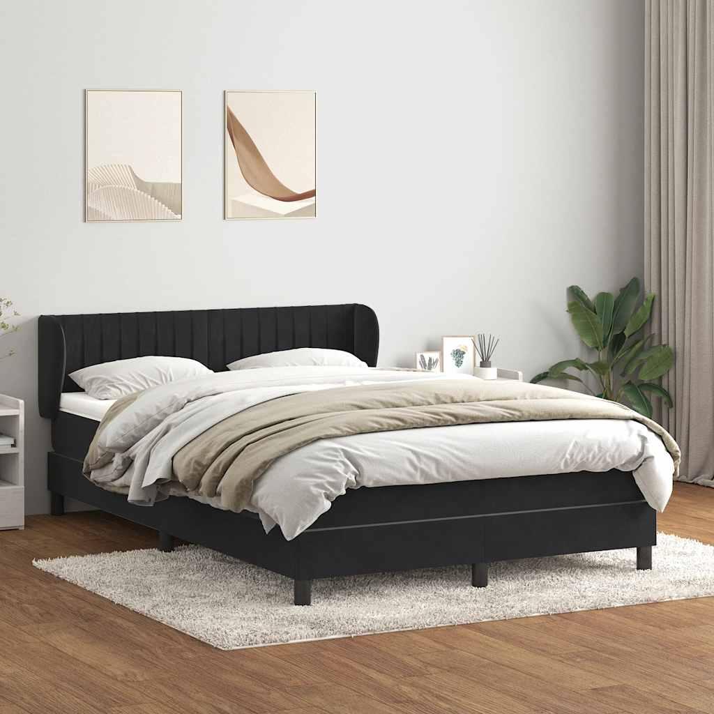 Kontinentalseng med madras 160x210 cm - fløjl, sort