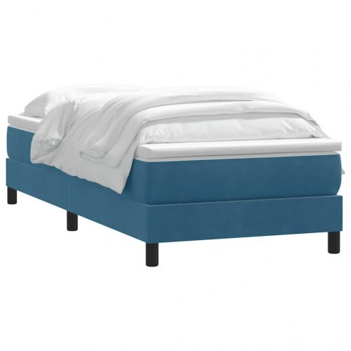 Kontinentalseng med madras mørkeblå 90x210 cm fløjl