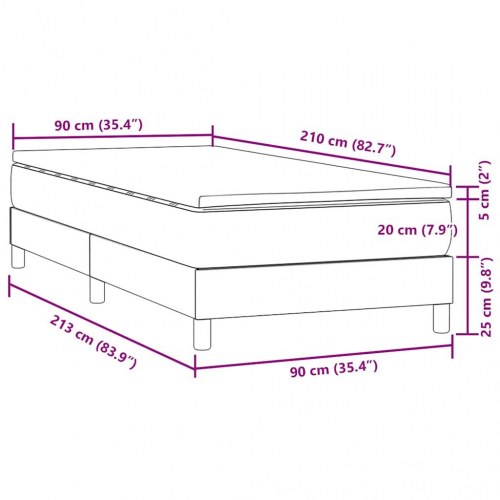 Kontinentalseng med madras mørkeblå 90x210 cm fløjl