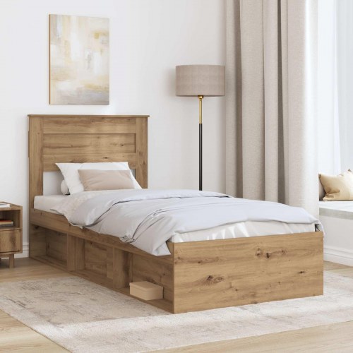 Sengestel med hovedgærde Artisan eg 90 x 200 cm Massiv fyrretræ