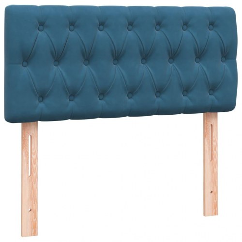 Kontinentalseng med madras mørkeblå 90x210 cm fløjl