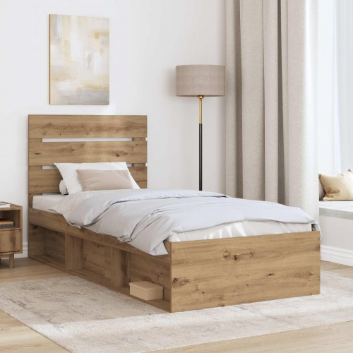 Sengestel i artisan eg 100 x 200 cm med hovedgærde