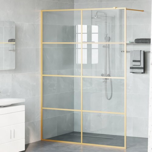 Walk-in brusevæg i hærdet glas - guld 140 x 195 cm