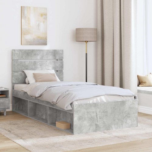 Sengestel med hovedgærde - beton grå 100 x 200 cm