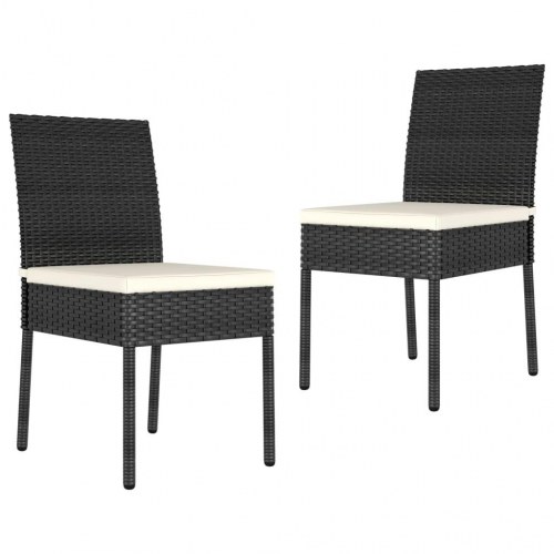 Spisebordssæt til haven 3 dele polyrattan sort