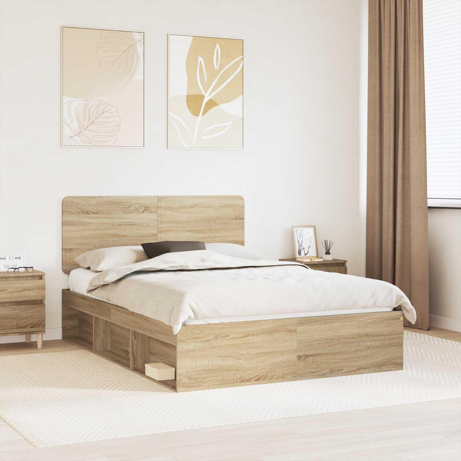 Sengestel med hovedgærde Sonoma eg 150 x 200 cm Massiv fyrretræ