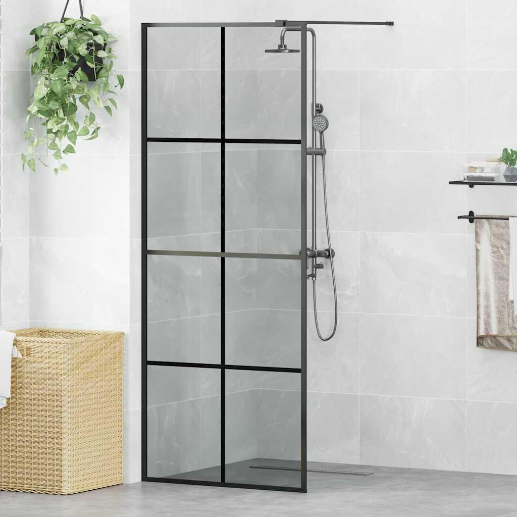 Walk-in brusevæg Sort 80 x 195 cm hærdet glas