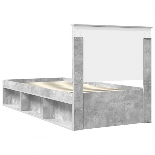 Sengestel med hovedgærde - beton grå 75 x 190 cm