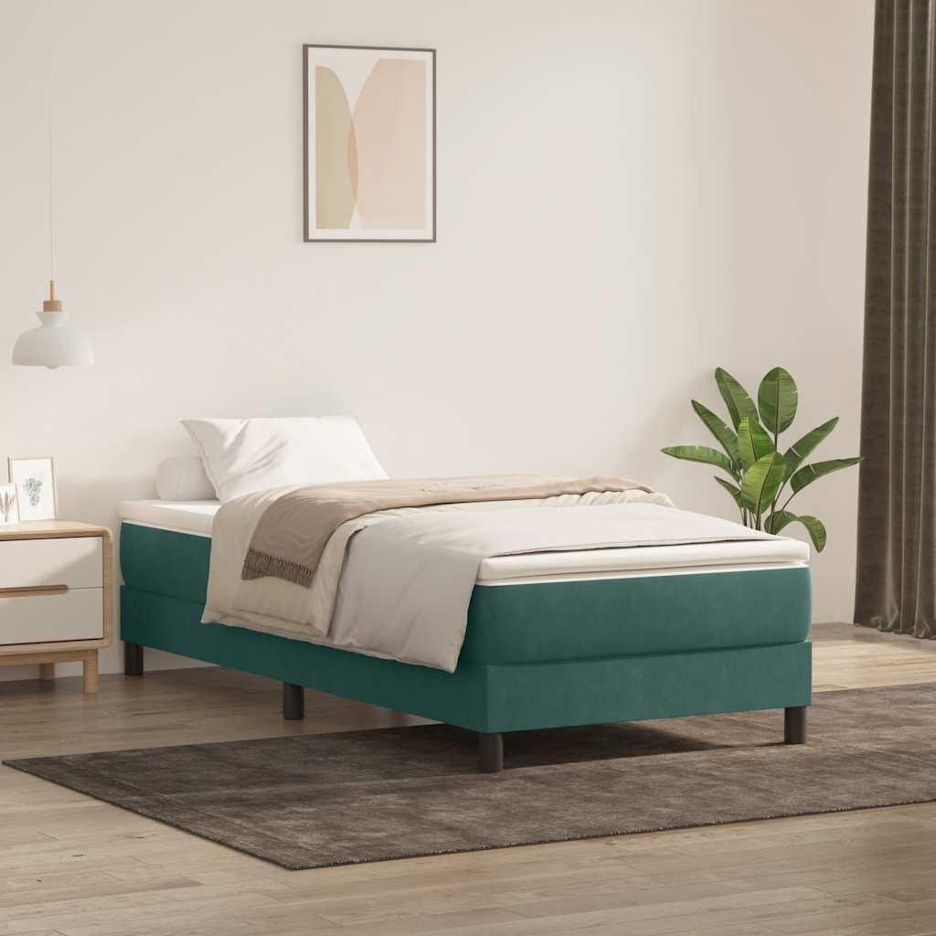 Kontinentalseng uden madras 100x220 cm fløjl mørkegrøn