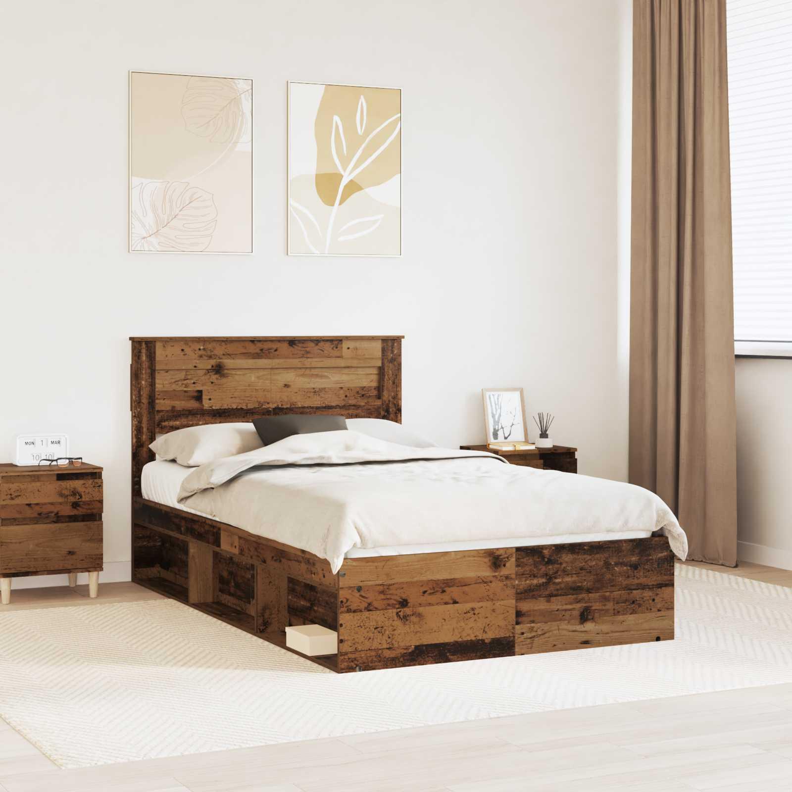 Sengestel Gammelt træ 135 x 190 cm Massiv fyrretræ
