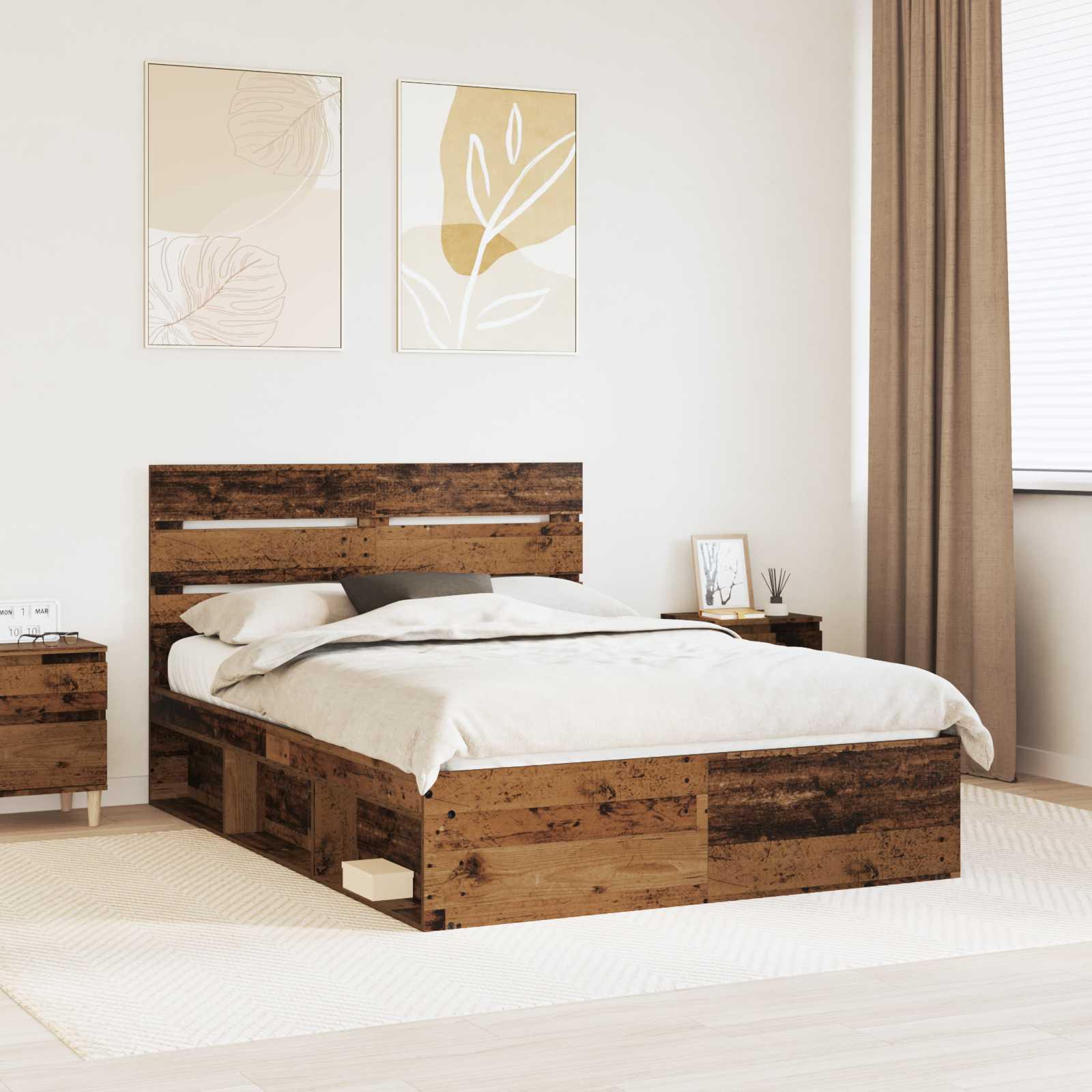 Sengestel Gammelt træ 140 x 190 cm Massiv fyrretræ