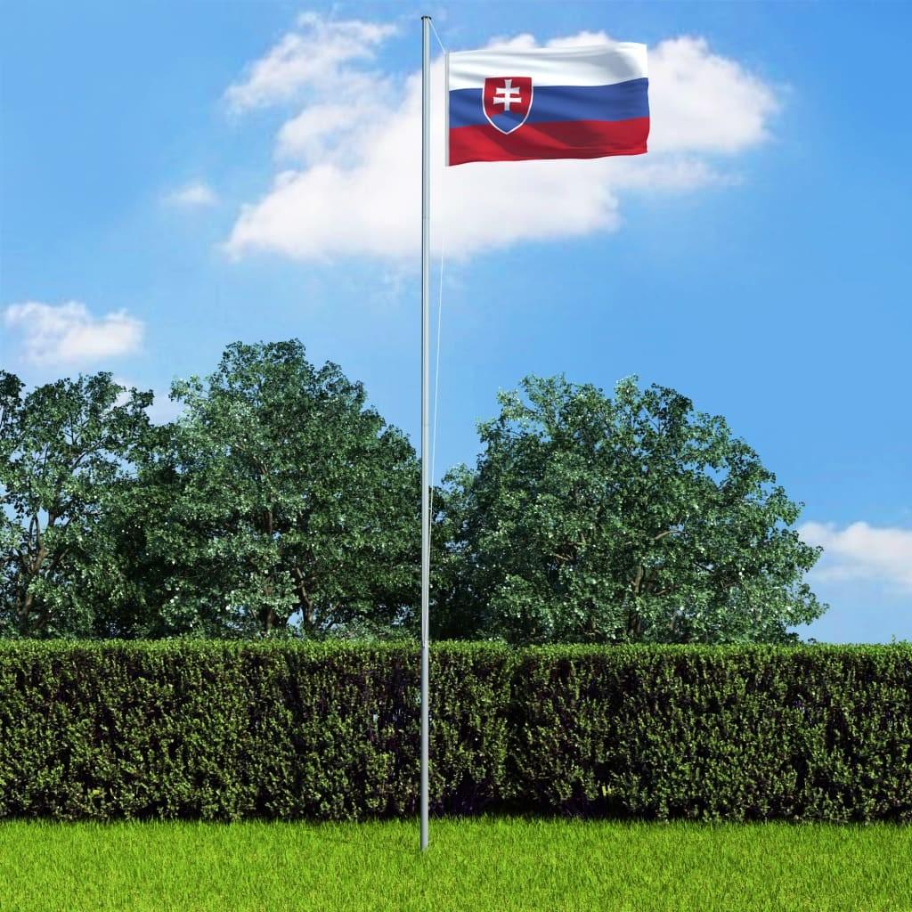 Slovakiet flag og flagstang 4 m aluminium
