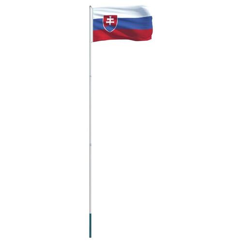 Slovakiet flag og flagstang 4 m aluminium