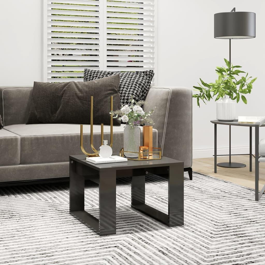 Sidebord 50x50x35 cm konstrueret træ grå højglans