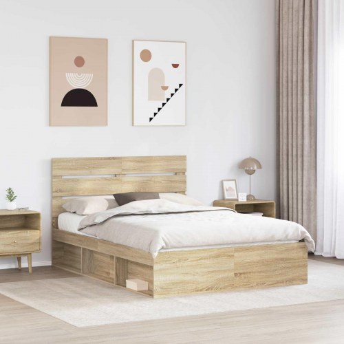 Sengestel med hovedgærde Sonoma eg 150 x 200 cm Massiv fyrretræ