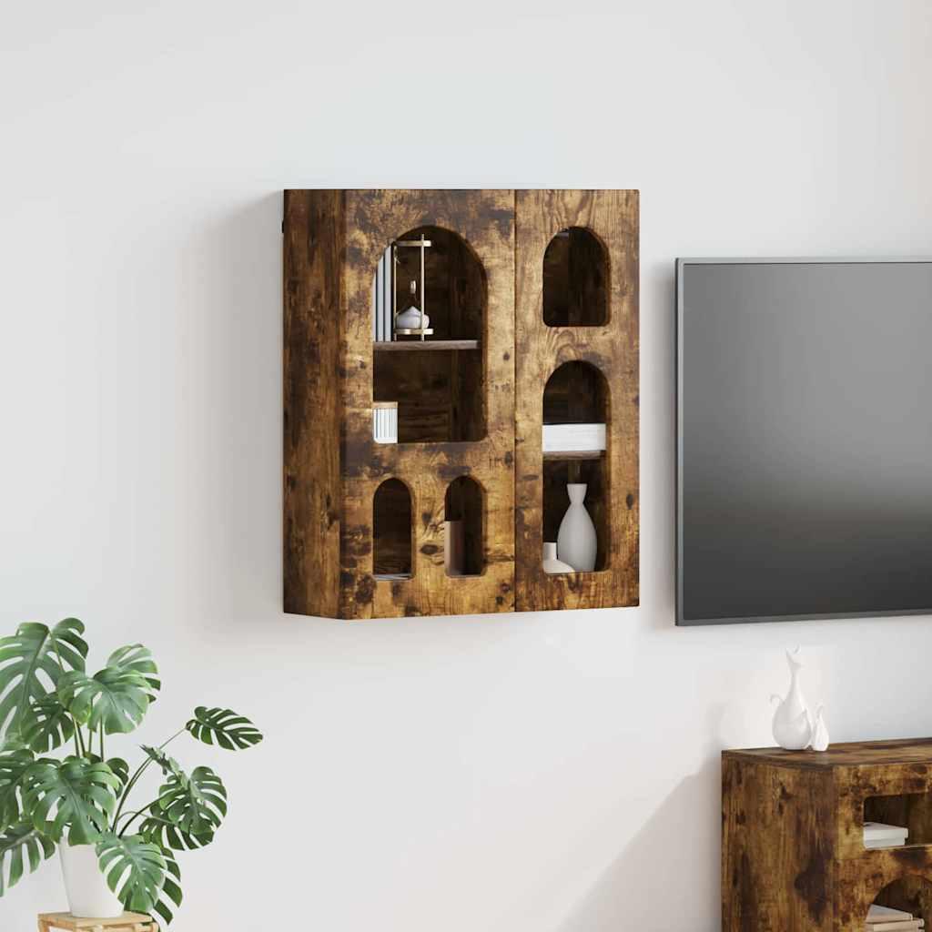 Hængeskab med hylde Røget eg 59 x 20 x 71.5 cm Konstrueret træ