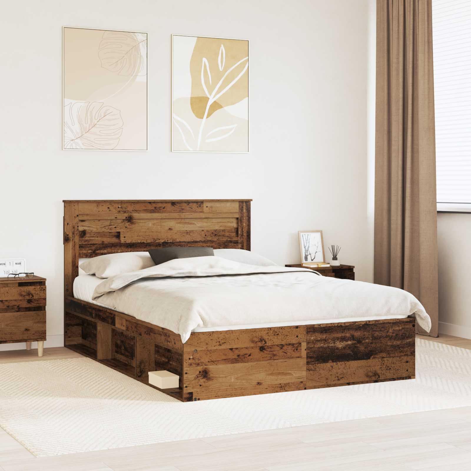 Sengestel Gammelt træ 150 x 200 cm Massiv fyrretræ