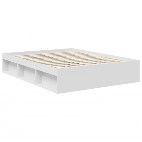 Sengestel med hovedgærde Hvid 150 x 200 cm Massiv fyrretræ