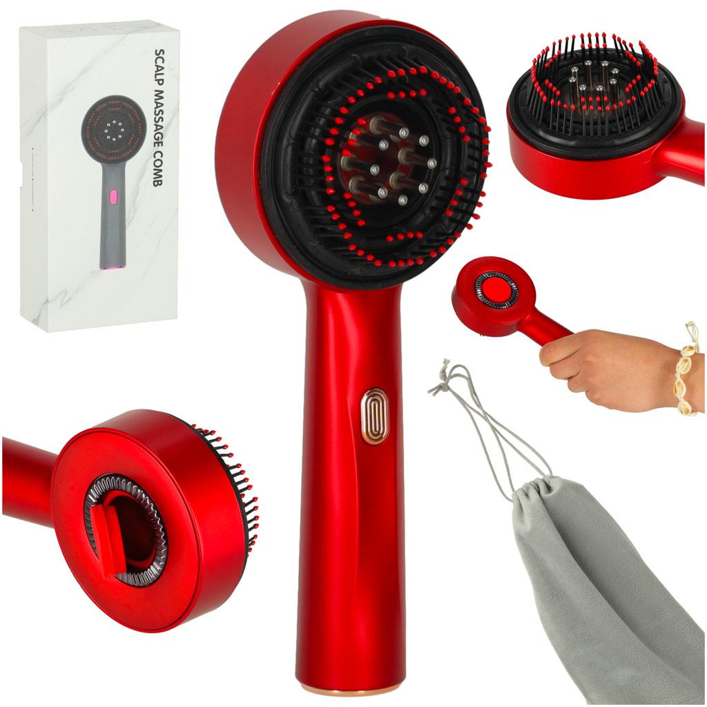 Hovedbundsmassager med rødt lys og balsambeholder - USB opladelig