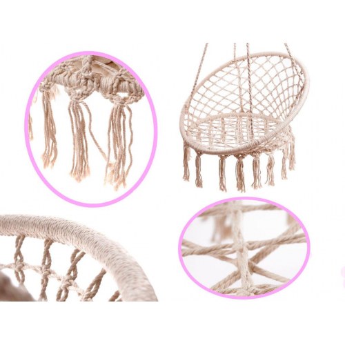 Hængestol storkerede med ryglæn – ecru, 80 cm