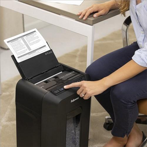Makulator - Fellowes AutoMax 90M, mikro­snit, sort billede