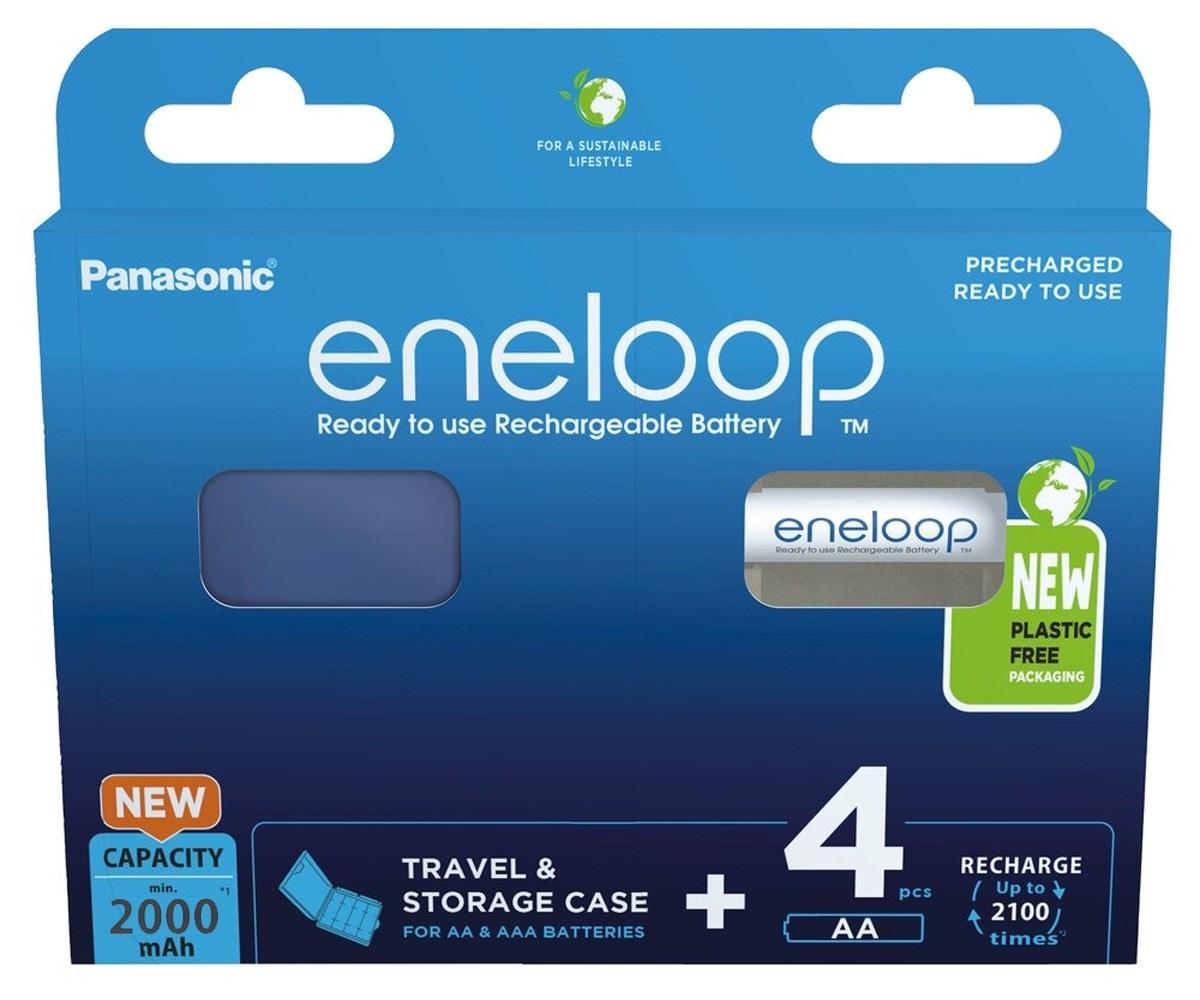 Genopladelige batterier AA 2000 mAh - Panasonic Eneloop, 4 stk + etui billede