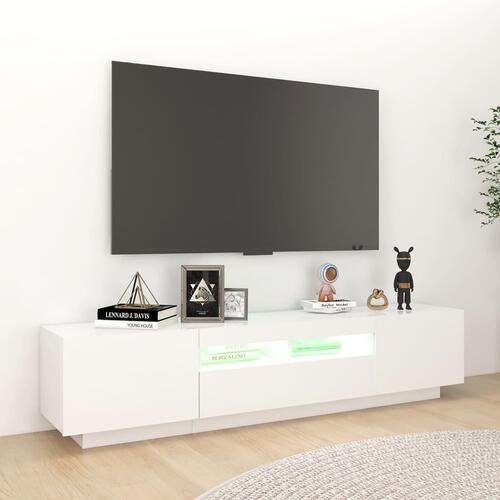 Tv-skab med LED-lys 180x35x40 cm hvid