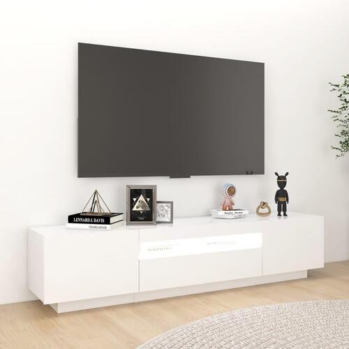 Tv-skab med LED-lys 180x35x40 cm hvid