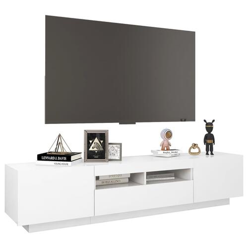Tv-skab med LED-lys 180x35x40 cm hvid