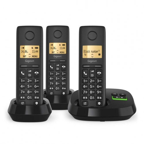 Trådløs fastnettelefon med telefonsvarer - Gigaset PURE 100 AM Trio (sort)