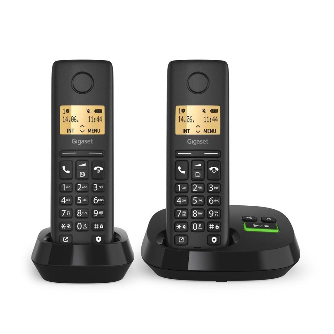 Trådløs fastnettelefon Gigaset PURE 100A Duo med telefonsvarer – sort