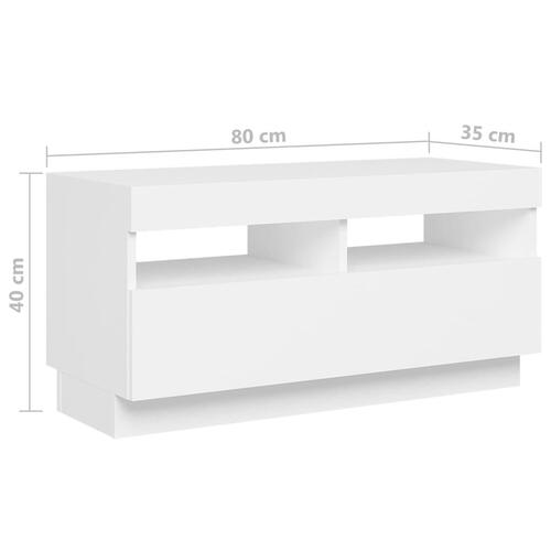 Tv-skab med LED-lys 180x35x40 cm hvid