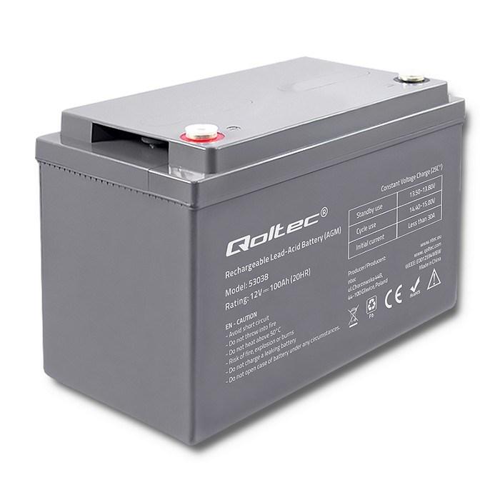 Batteri 12V AGM Qoltec 53038 - 100Ah, max 1200A billede