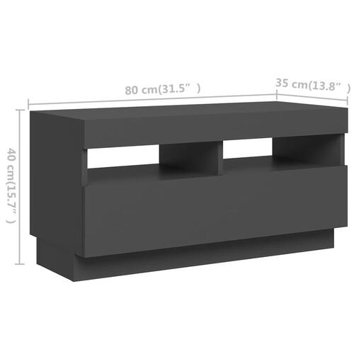 Tv-skab med LED-lys 180x35x40 cm lysegrå