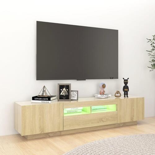 Tv-skab med LED-lys 180x35x40 cm sonoma-eg