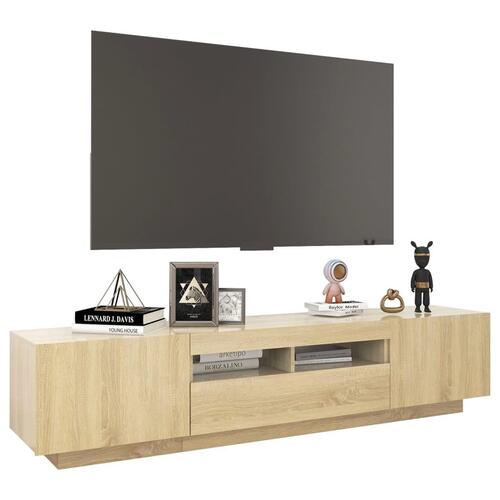 Tv-skab med LED-lys 180x35x40 cm sonoma-eg