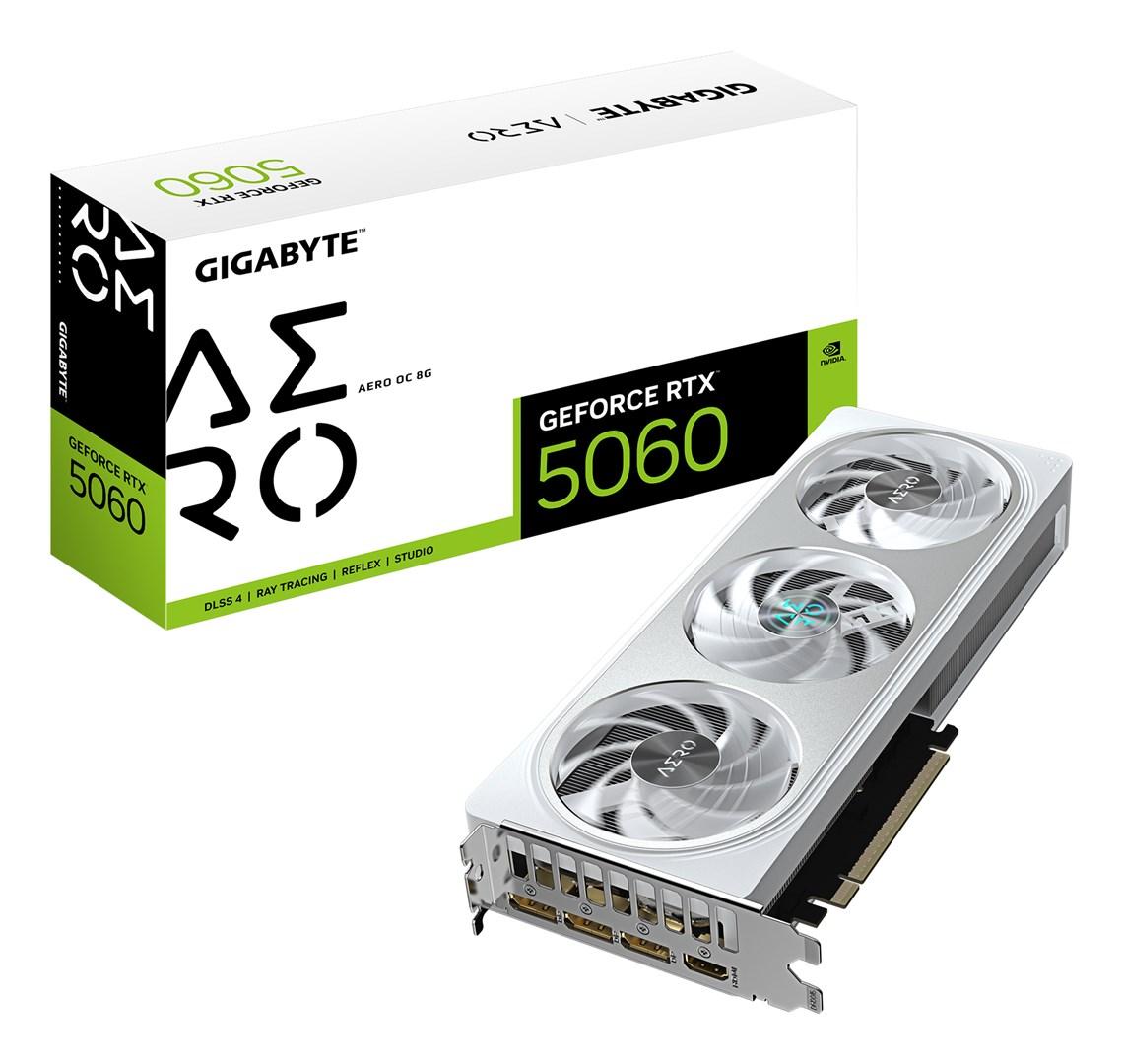 Grafikkort Gigabyte GeForce RTX 5060 AERO OC 8G - 8 GB GDDR7, PCIe 5.0 billede
