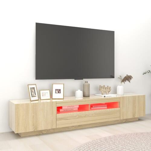 Tv-skab med LED-lys 200x35x40 cm sonoma-eg