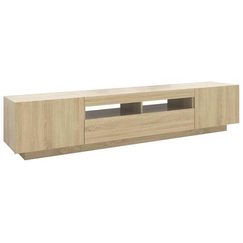 Tv-skab med LED-lys 200x35x40 cm sonoma-eg