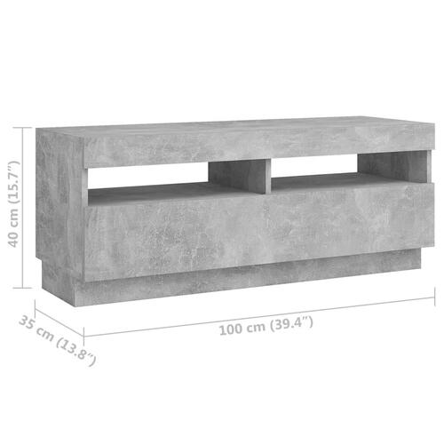 Tv-skab med LED-lys 200x35x40 cm betongrå