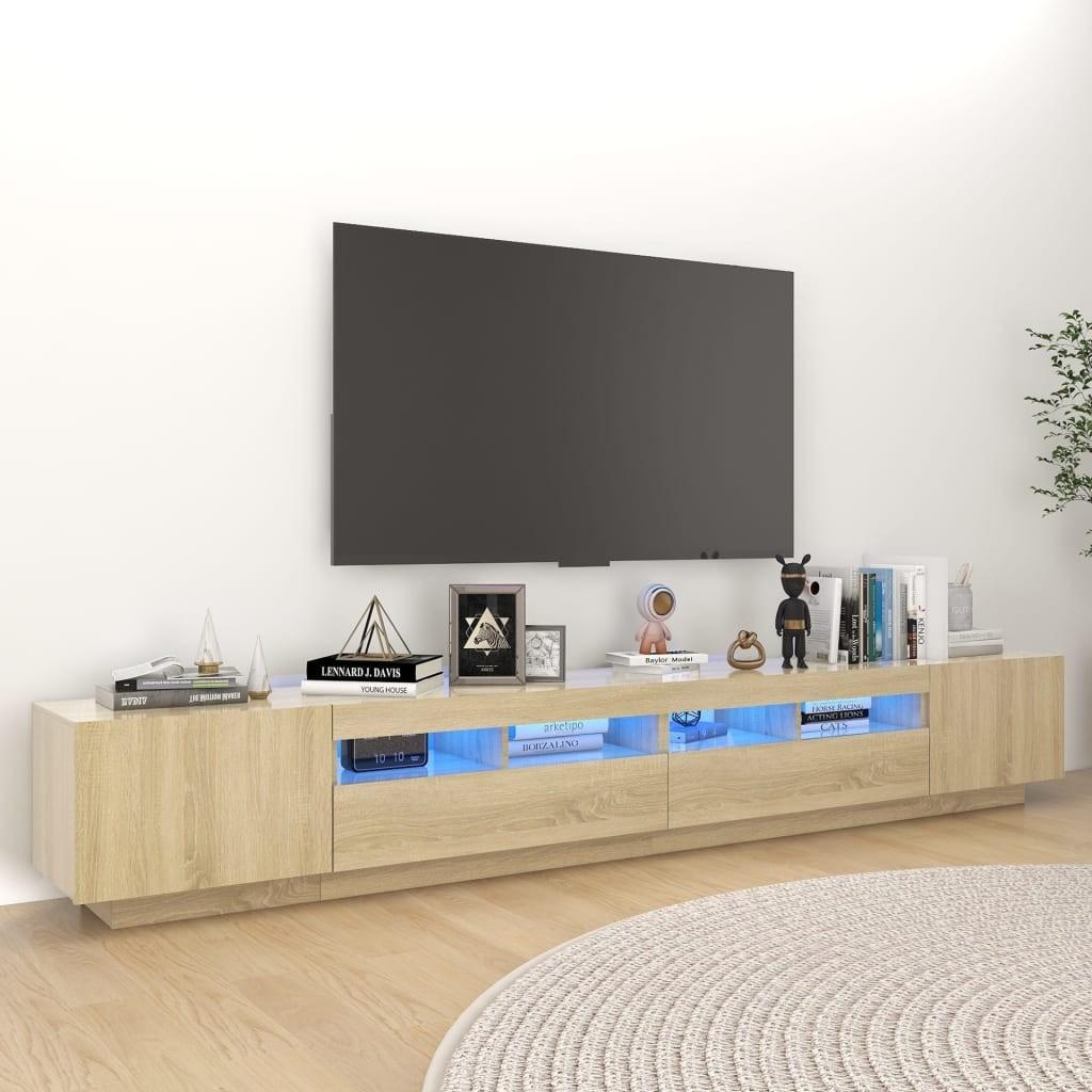 Tv-skab med LED-lys 260x35x40 cm sonoma-eg