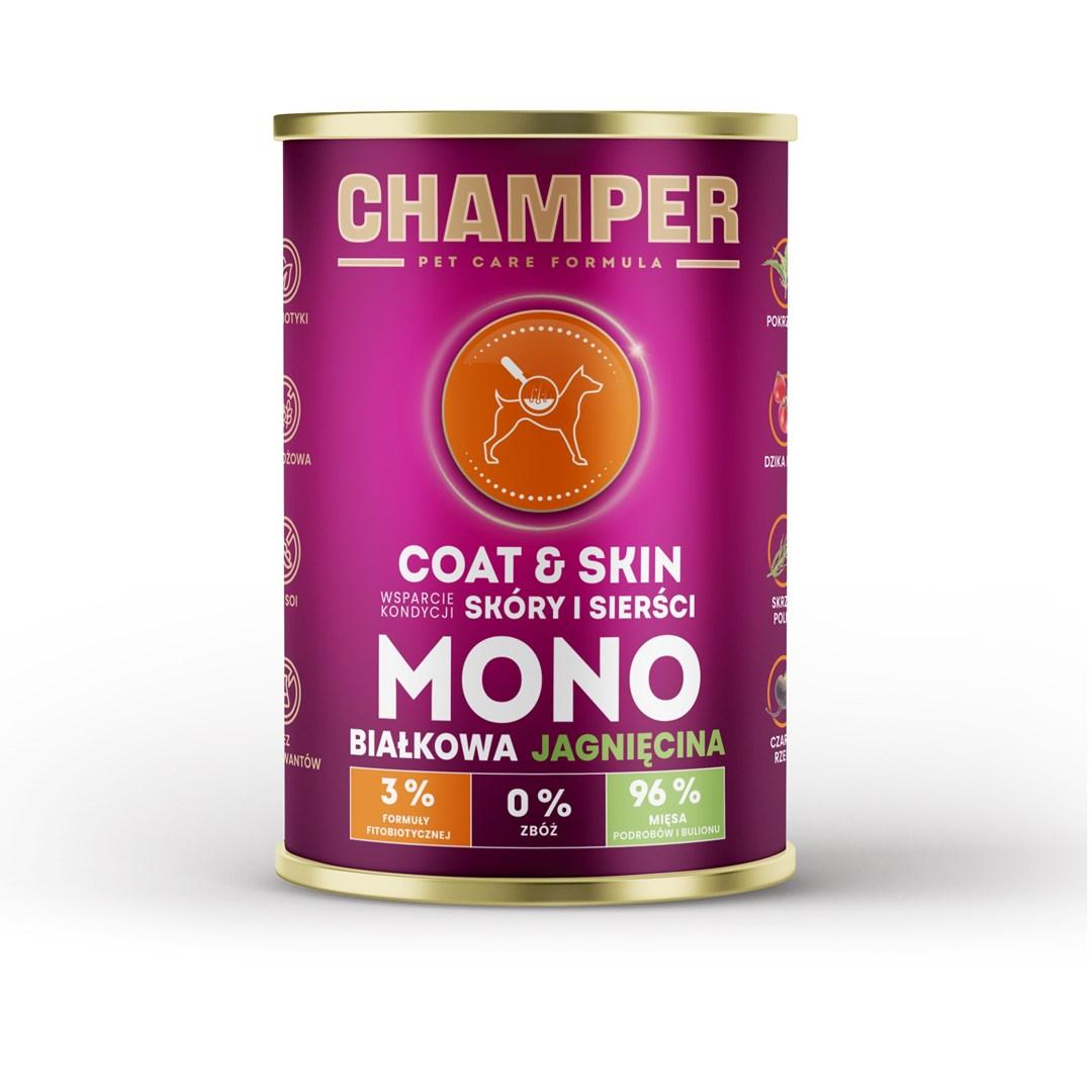 CHAMPER Coat & Skin Monoprotein Lam – vådfoder til hund – 400 g